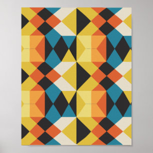 Póster Patrón de mosaico retro geométrico