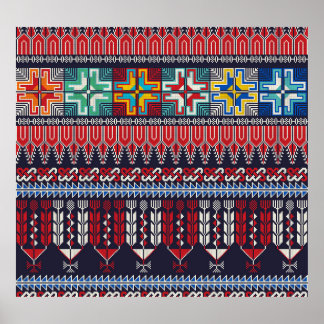 Póster Patrón de Motif del Bordado Palestino.
