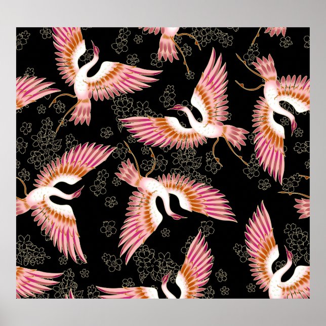 Póster Patrón de motivos de kimono japonés tradicional (Frente)