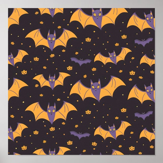 Póster Patrón de murciélagos recortados (Frente)