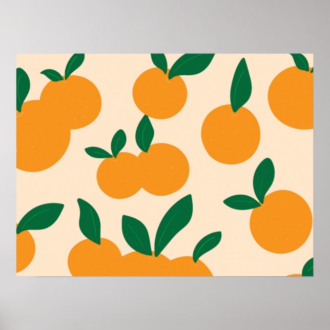 Póster Patrón de naranjas de frutas cítricas con estilo m (Frente)