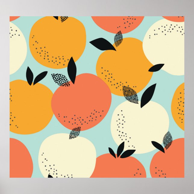 Póster Patrón de naranjas: Diseño Vibrante y sin inconven (Frente)