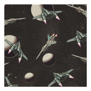 Póster patrón de nave espacial vintage