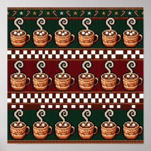 Póster Patrón de Navidad de chocolate caliente en Pixel A