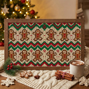 Póster Patrón de Navidad del hombre de jengibre tejido