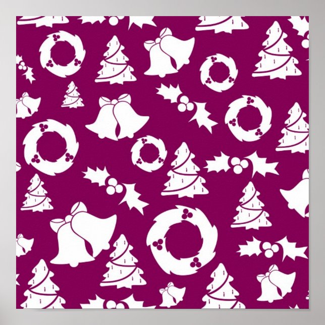 Póster Patrón de Navidad púrpura (Frente)