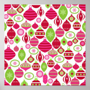 Póster Patrón de Navidades de Ornamentos de vacaciones re