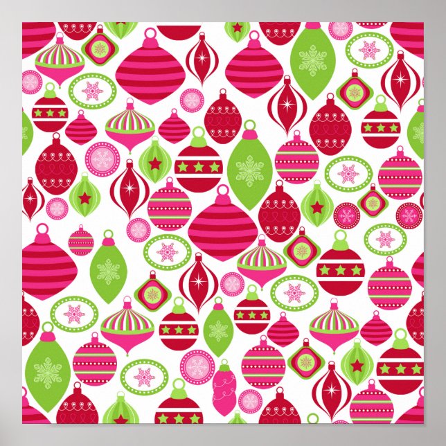 Póster Patrón de Navidades de Ornamentos de vacaciones re (Frente)