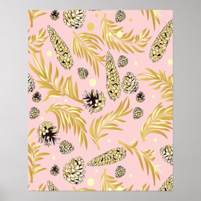 Póster Patrón de navidades, Nieve de pino 4 (Frente)