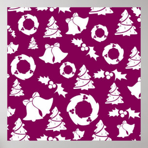 Póster Patrón de Navidades púrpura