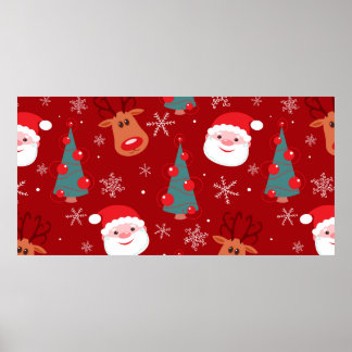 Póster Patrón de navidades sin mar con santa tre de reno