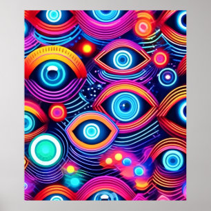 Póster Patrón de Ojo Psicodélico Colorido