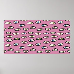 Póster Patrón de ojos sin fisuras, fondo dibujado a mano