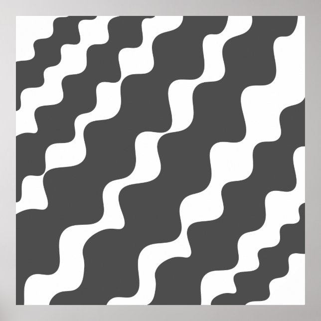 Póster Patrón de olas de inclinación gris y blanca (Frente)