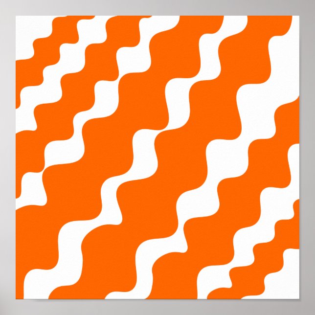 Póster Patrón de olas de inclinación naranja y blanca (Frente)
