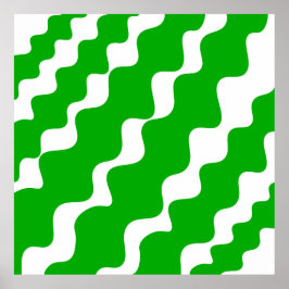 Póster Patrón de olas de inclinación verde y blanca