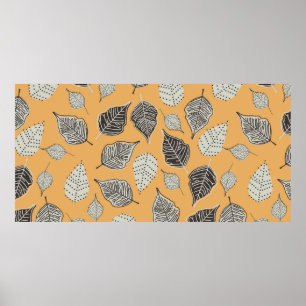Póster Patrón de otoño sin fisuras con hojas. Illus vinta