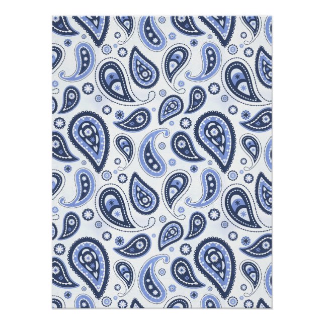 Póster Patrón de Paisley Azul (Anverso)
