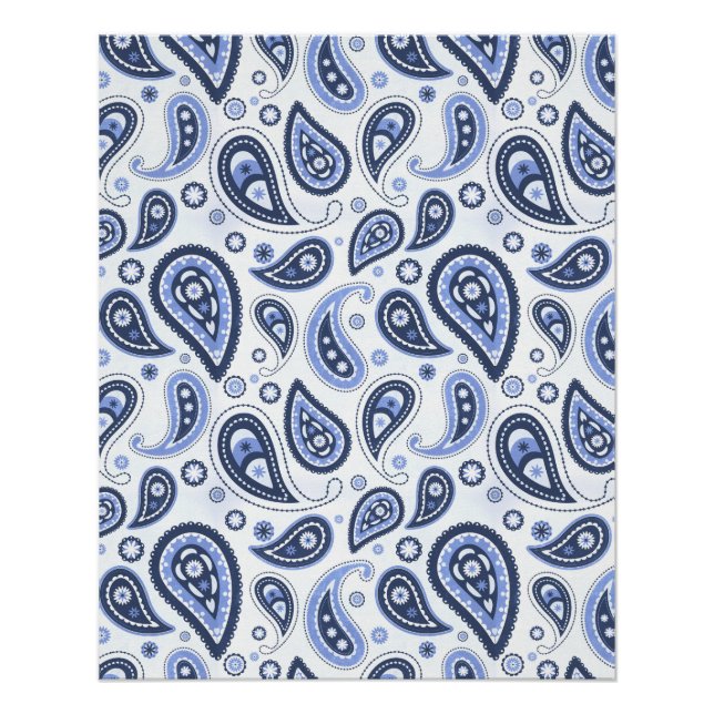 Póster Patrón de paisley azul (Anverso)