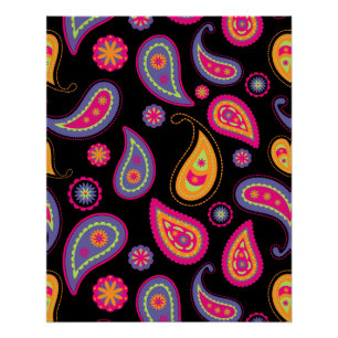 Póster Patrón de Paisley Colorido
