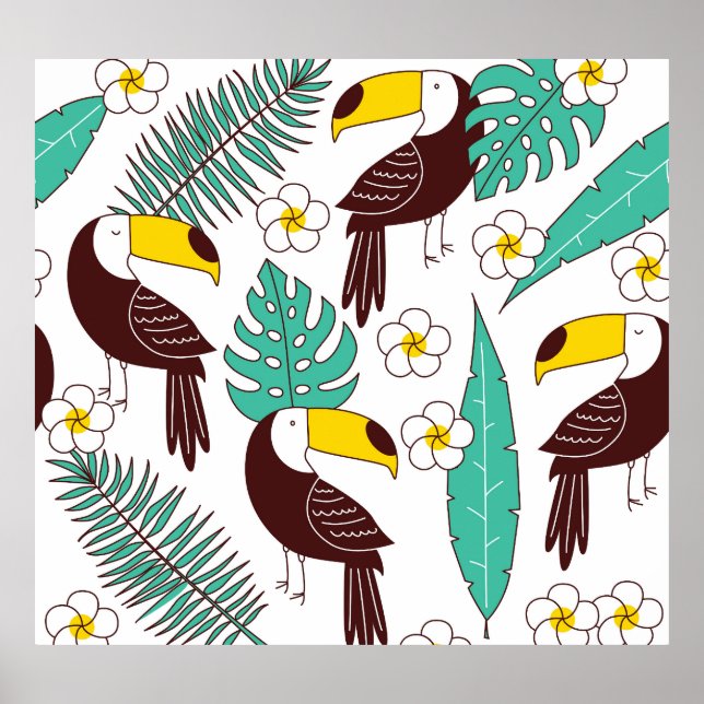 Póster Patrón de palma de época de orquídeas turcas (Frente)