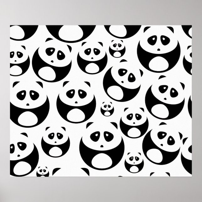 Póster Patrón de Panda blanco y negro de Kawaii (Frente)