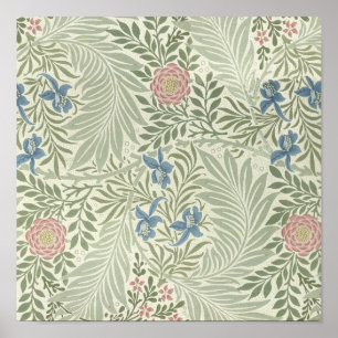 Póster Patrón de papel de escritorio floral de William Mo