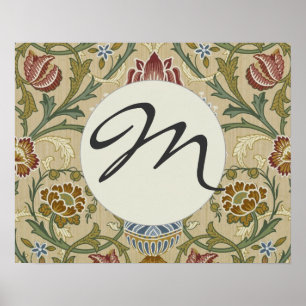 Póster Patrón de Papel Pintado Floral Brocado de William