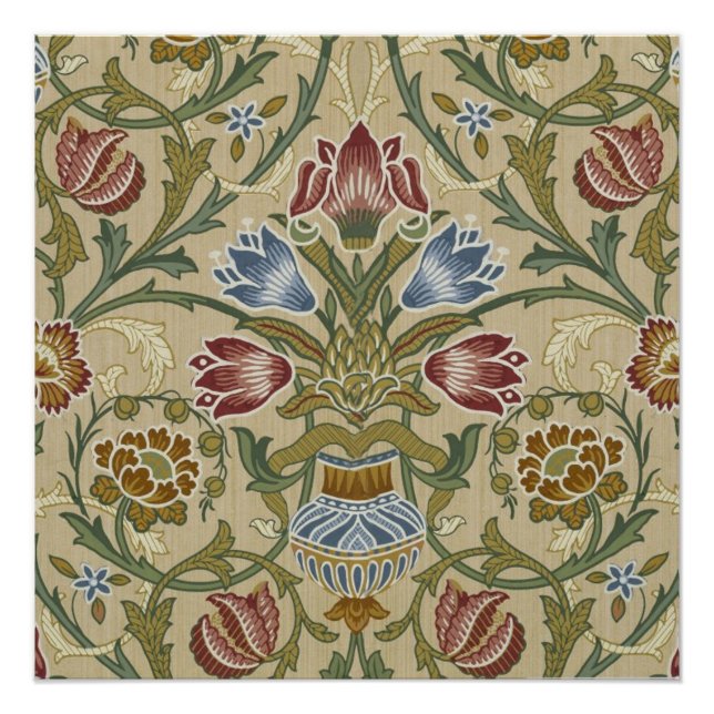 Póster Patrón de papel pintado floral Brocado de William  (Anverso)