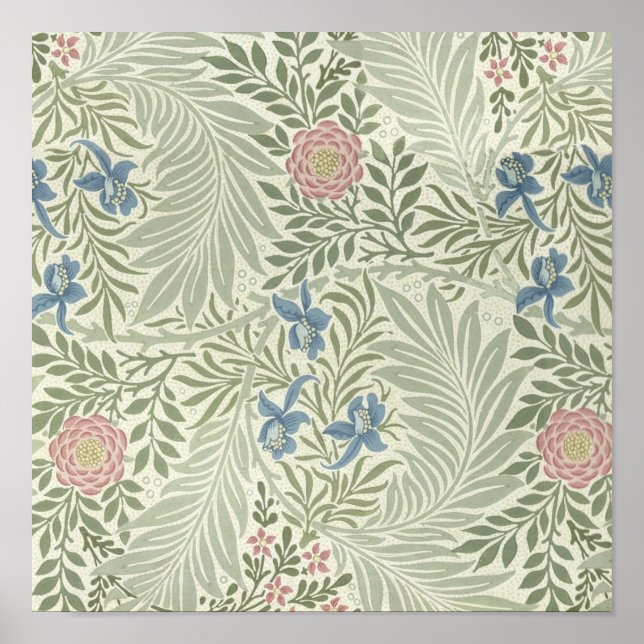 Póster Patrón de papel pintado floral Larkspur de William (Frente)