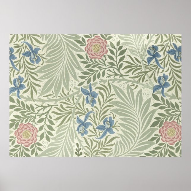 Póster Patrón de papel pintado floral Larkspur de William (Frente)