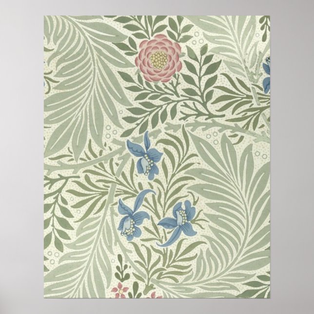Póster Patrón de papel pintado floral Larkspur de William (Frente)