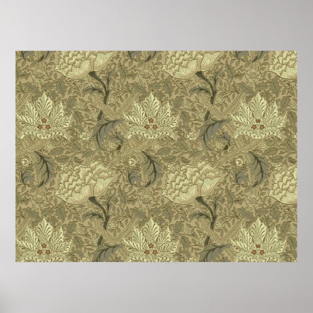 Póster Patrón de papel pintado William Morris Windrush (Frente)