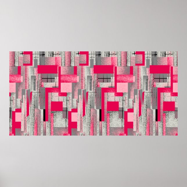 Póster patrón de patchwork digital de acuarela sin costur (Frente)