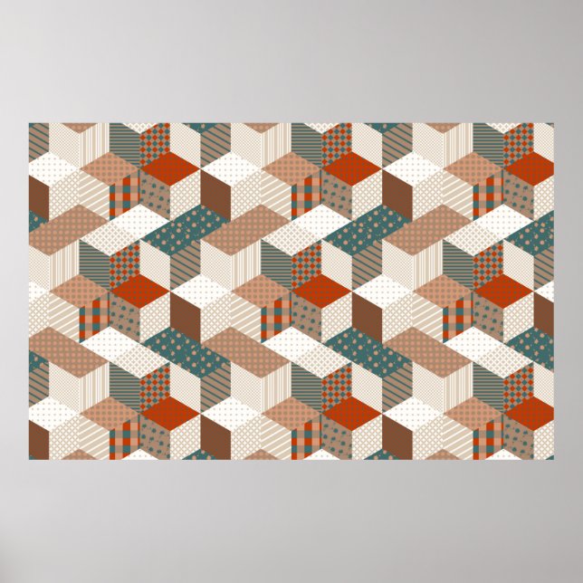 Póster Patrón de patchwork sin fisuras con estrellas. fon (Frente)