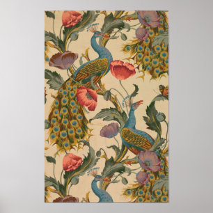Póster Patrón de pavo real Art Nouveau
