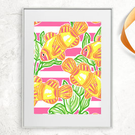 Póster Patrón de peces tropicales coloridos