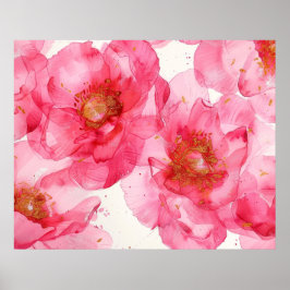 Póster Patrón de peonía rosa
