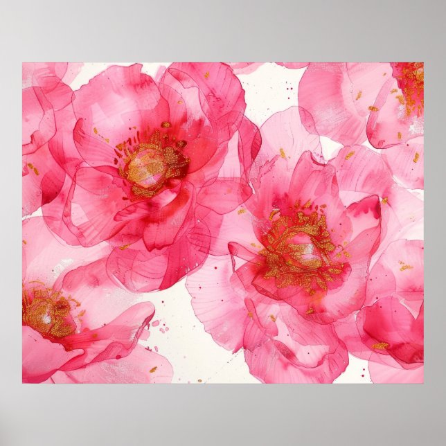 Póster Patrón de peonía rosa (Frente)