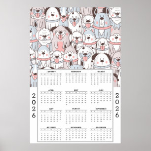 Póster Patrón de perro de dibujos animados juguetones con