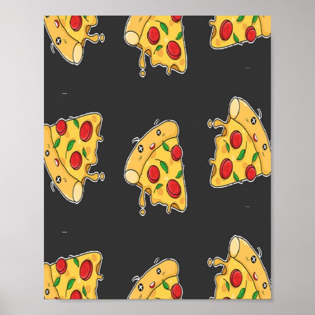 Póster Patrón de personaje de comida de pizzas (Frente)