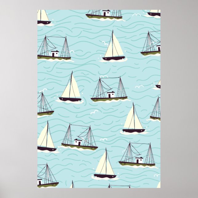 Póster Patrón de pesca náutica (Frente)