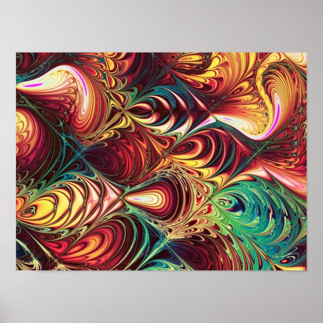 Póster Patrón de pez fractal (Frente)