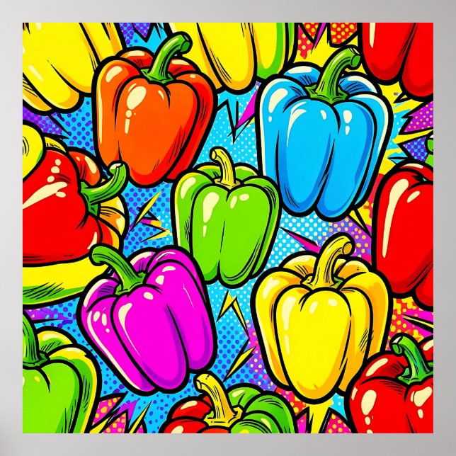 Póster Patrón de pimientos pop art (Frente)
