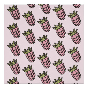 Póster Patrón de piña Y2K Retro Funky