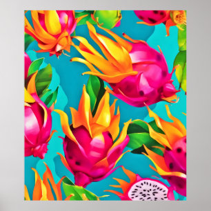 Póster Patrón de Pitahaya Vibrante