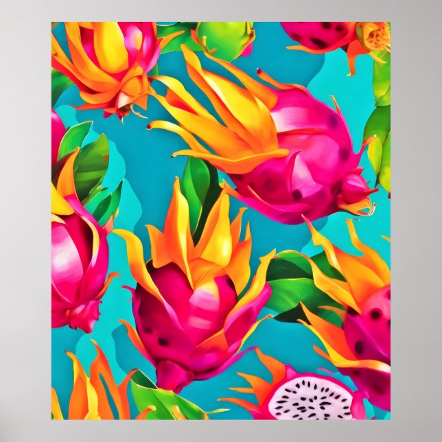Póster Patrón de Pitahaya Vibrante (Frente)