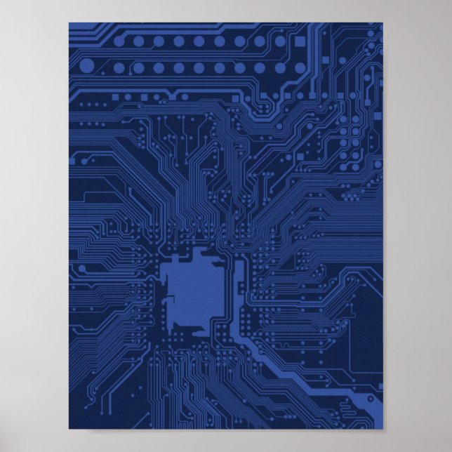 Póster Patrón de placa base Geek Azul (Frente)