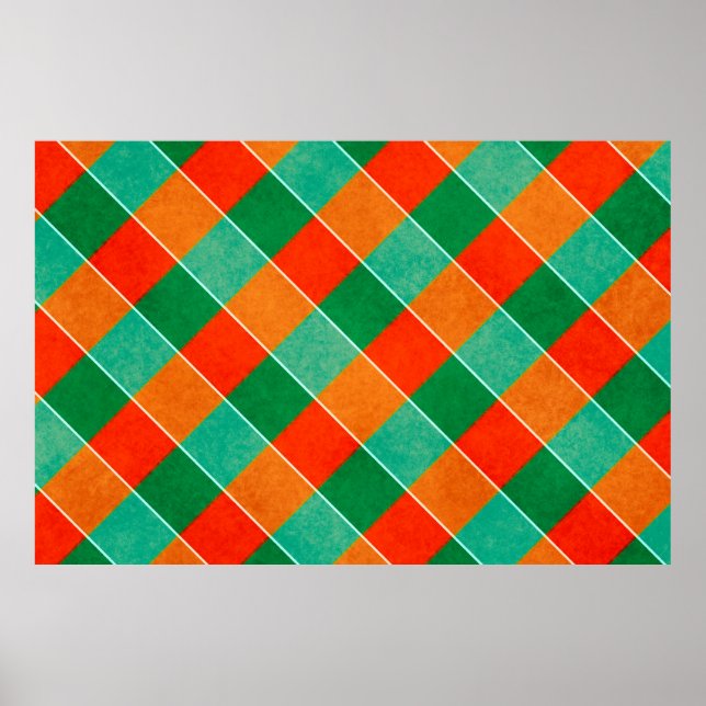Póster Patrón de plasto de tartán rojo y verde (Frente)
