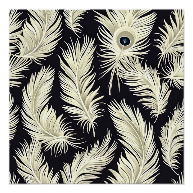 Póster Patrón de plumas Art Deco (Anverso)